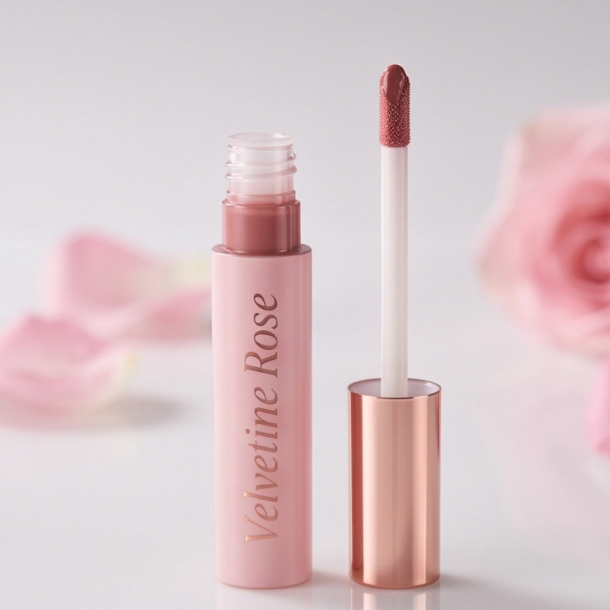 Velvetine Rose Lip Plumping Gloss — Non-Sticky Volume Lip Gloss with Peptides & SPF 15