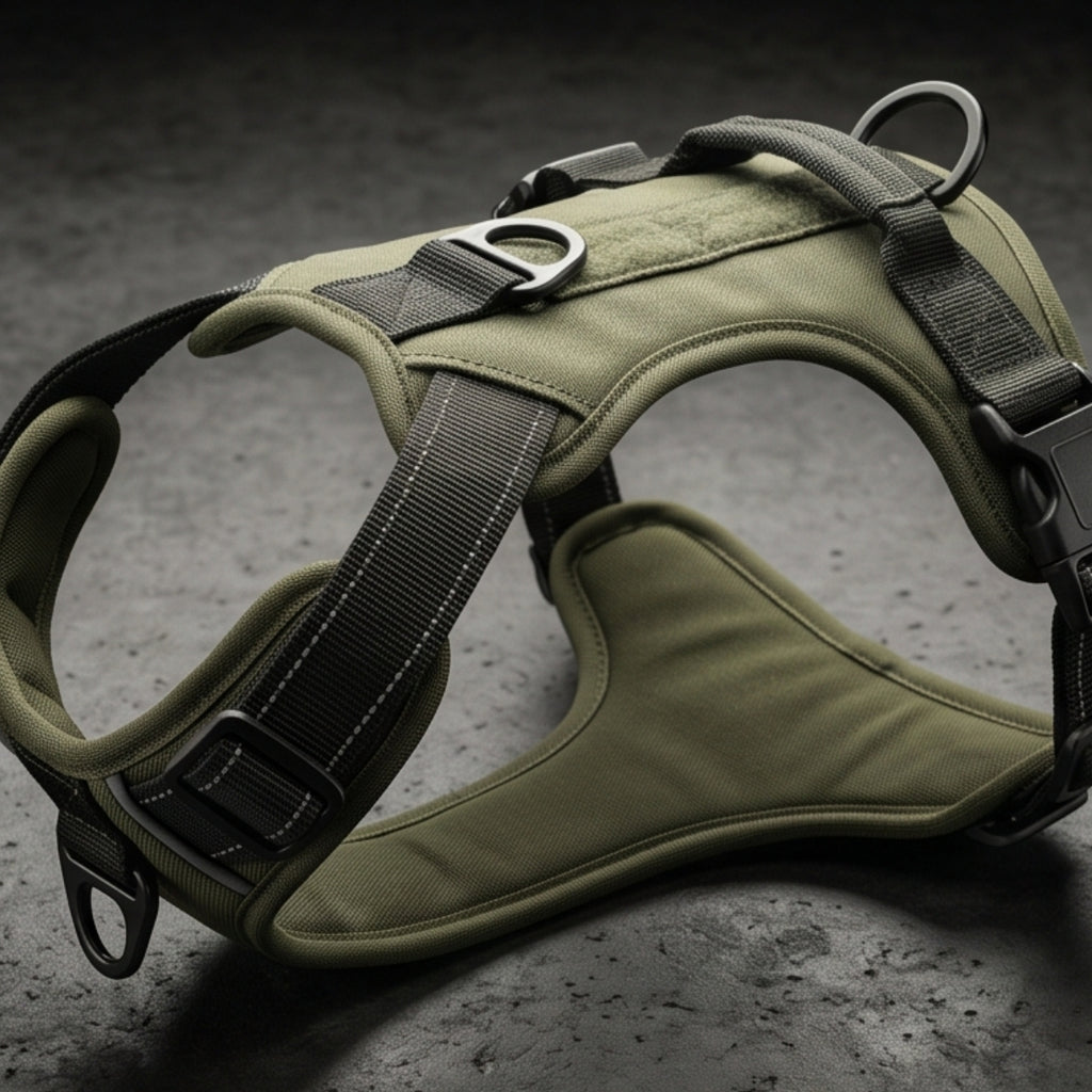 TrailMate Tactical No-Pull Dog Harness — Padded Chest Plate, Front & Back Leash Clips, Handle & Reflective Stitching | Sizes XS–XXL