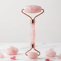 Rosé Quartz Facial Roller — Dual-Ended Face & Neck Roller for De-Puffing, Lymphatic Drainage & Serum Absorption