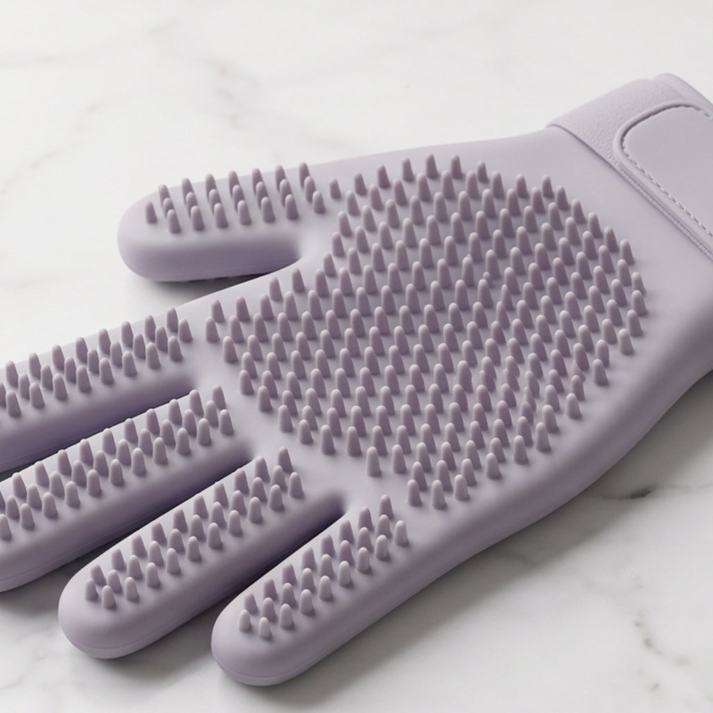 Purrvana Pro Deshedding Grooming Glove — 255-Tip Silicone Massage & Fur Removal Glove for Cats with Adjustable Wrist Strap
