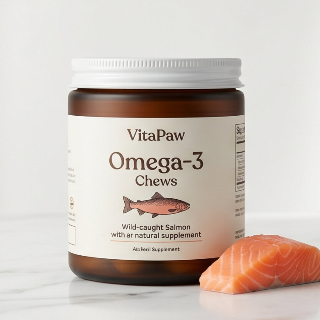 VitaPaw Omega-3 Fish Oil Chews — Premium Dog Supplement for Skin, Coat, Joint & Brain Health with Wild Alaskan Salmon Oil (90 Soft Chews)