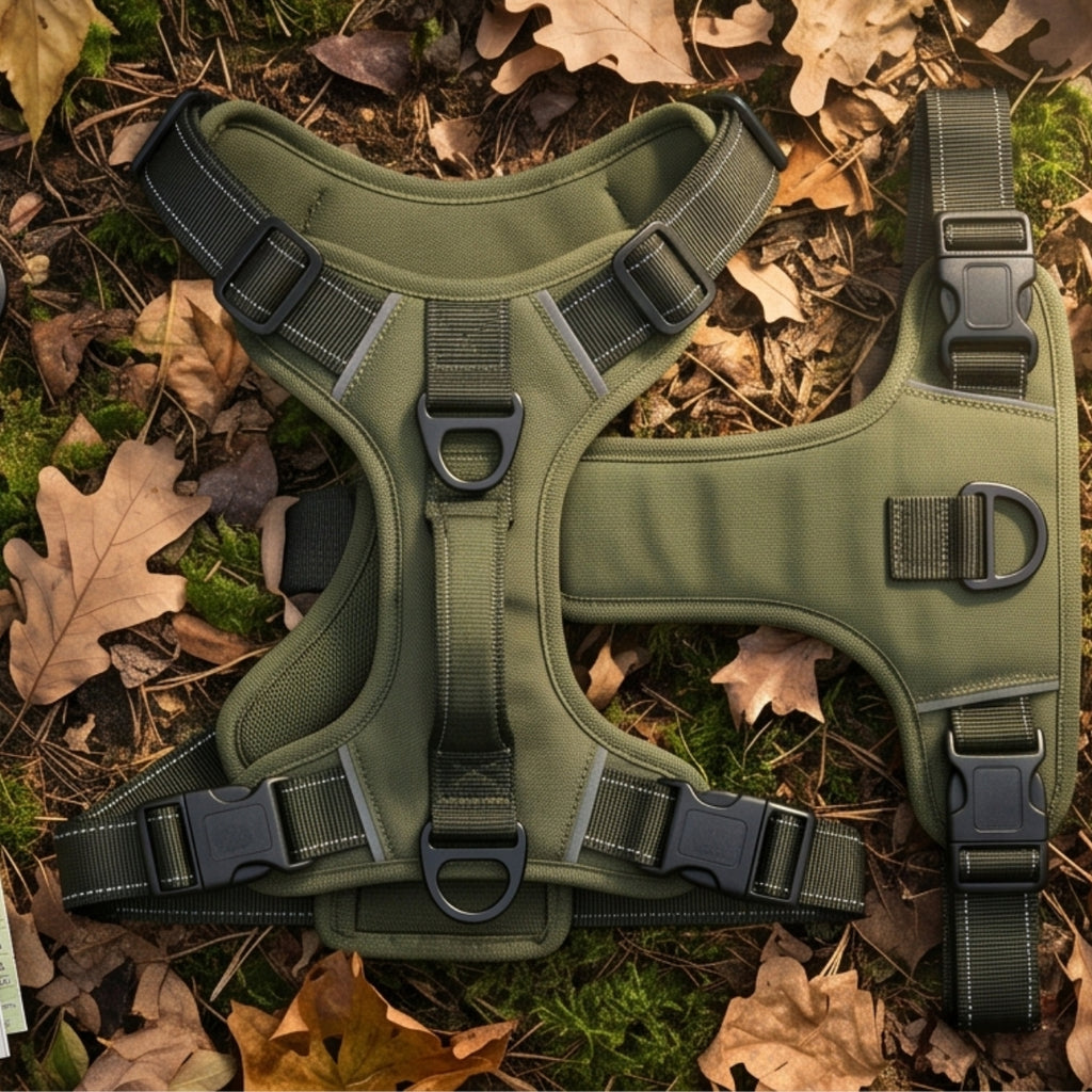 TrailMate Tactical No-Pull Dog Harness — Padded Chest Plate, Front & Back Leash Clips, Handle & Reflective Stitching | Sizes XS–XXL