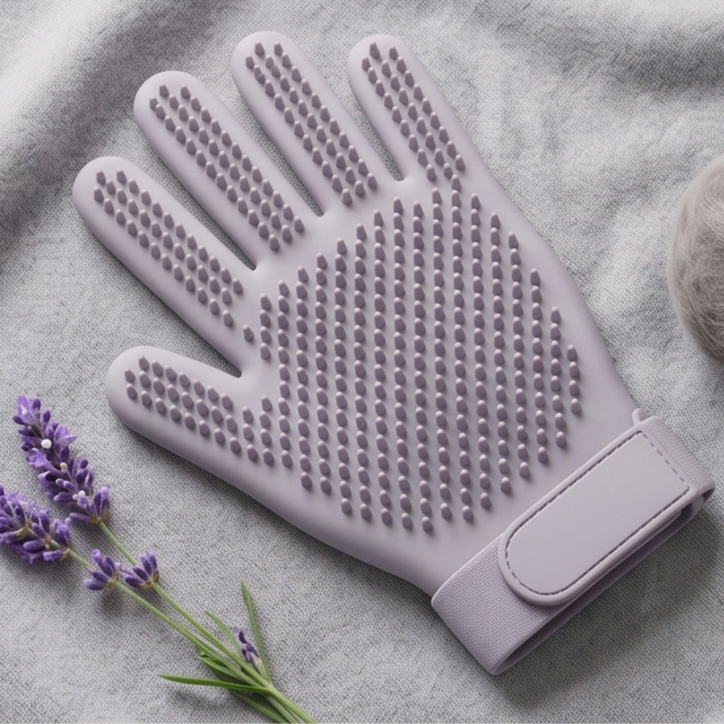 Purrvana Pro Deshedding Grooming Glove — 255-Tip Silicone Massage & Fur Removal Glove for Cats with Adjustable Wrist Strap