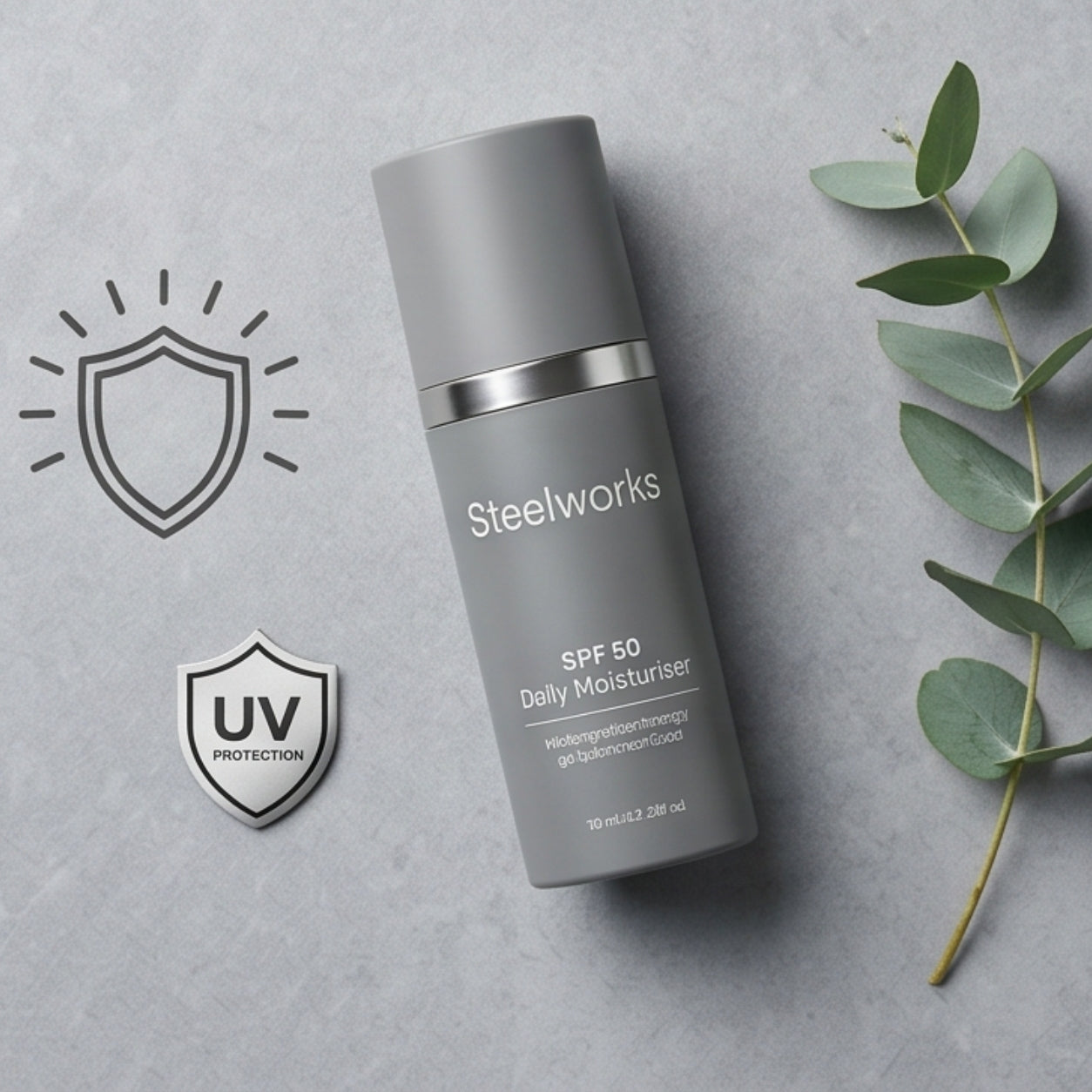 Steelworks SPF 50 Daily Moisturiser — Oil-Free Face Moisturiser for Men with SPF 50, Niacinamide & Caffeine