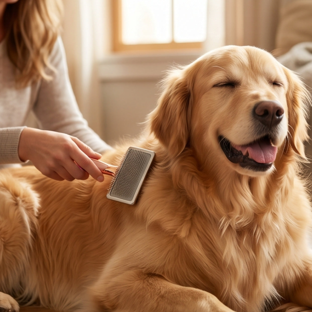 PawLux Pro Self-Cleaning Slicker Brush — Professional Dog Deshedding & Detangling Brush with One-Click Clean Button for All Coat Types
