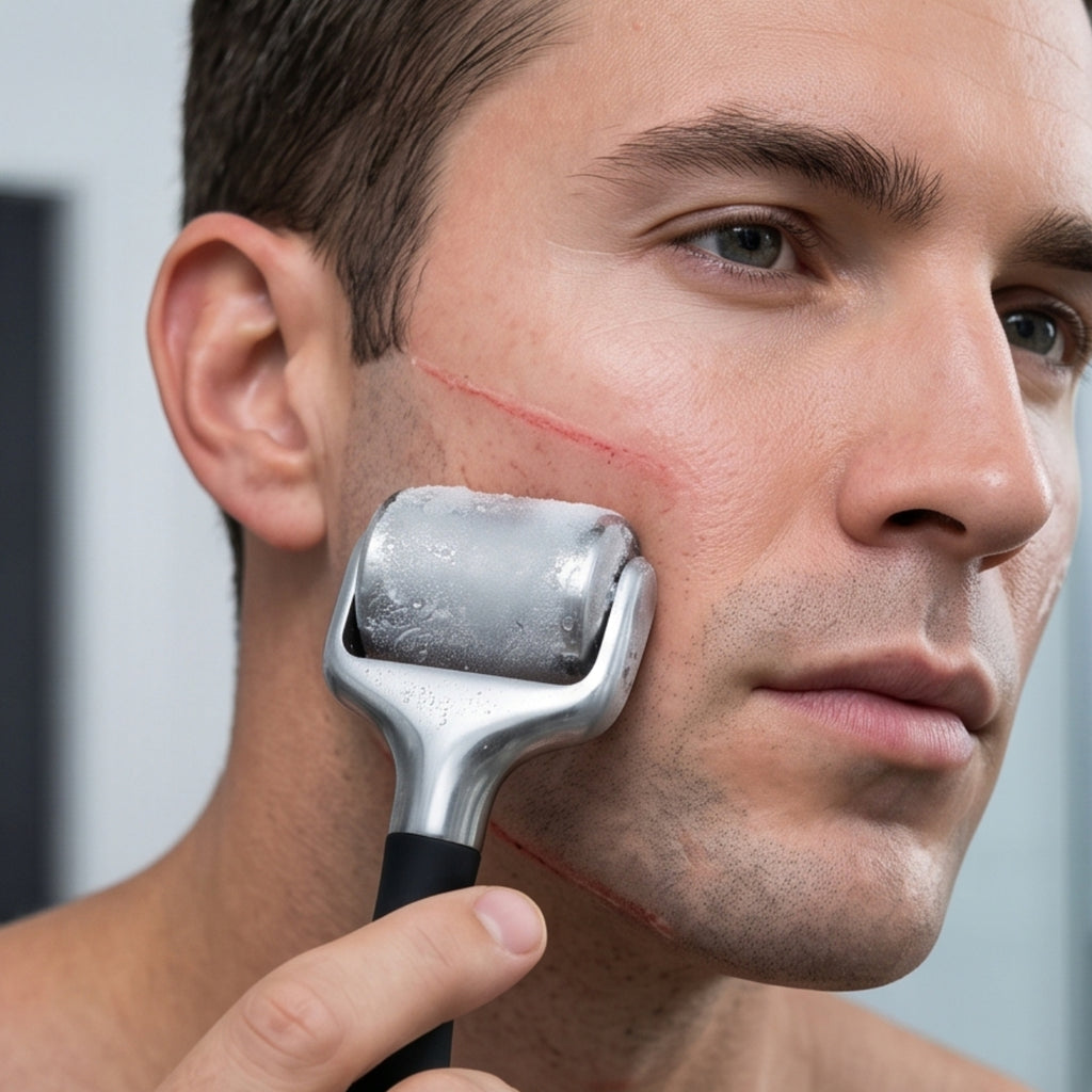 Coldsteel Ice Roller for Men — Facial Ice Roller for Puffiness, Post-Shave Redness & Muscle Recovery with Stainless Steel Head