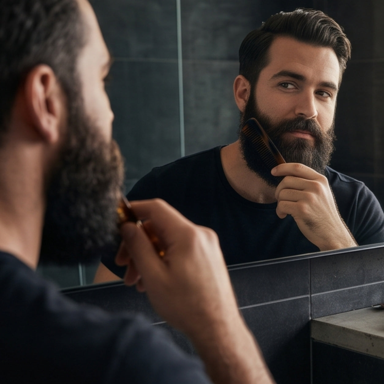 Blade King 5-in-1 Men's Grooming Comb Set — Anti-Static Wide Tooth, Fine Tooth, Beard Comb, Moustache Comb & Detangling Pick with Leather Roll Pouch