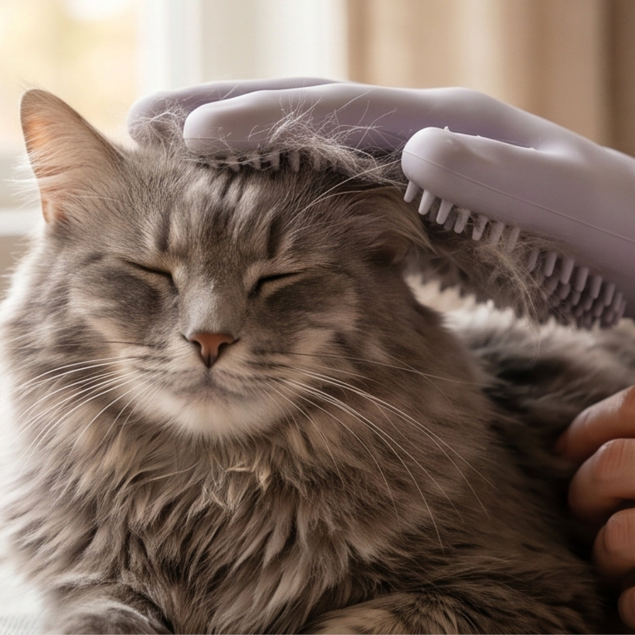 Purrvana Pro Deshedding Grooming Glove — 255-Tip Silicone Massage & Fur Removal Glove for Cats with Adjustable Wrist Strap