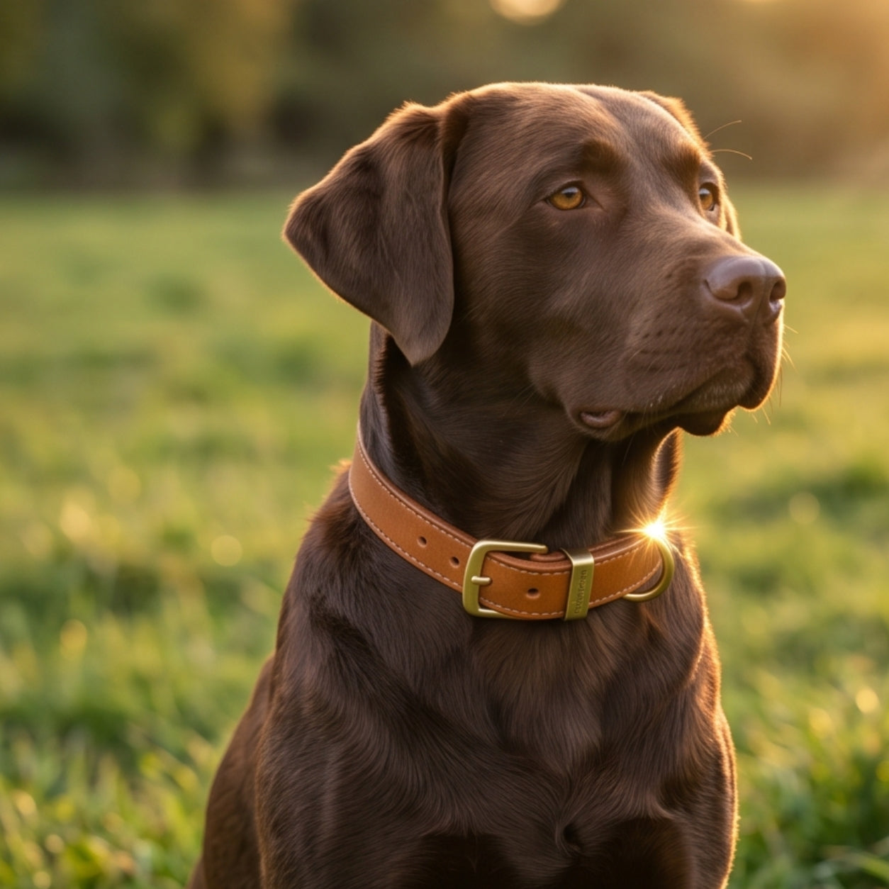 NobleHound Full-Grain Leather Dog Collar — Handcrafted with Solid Brass Buckle, D-Ring & Personalized Name Tag | Sizes S–XL